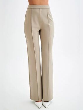 Meshki Antonia Pleated Wide Leg Pants – Mushroom